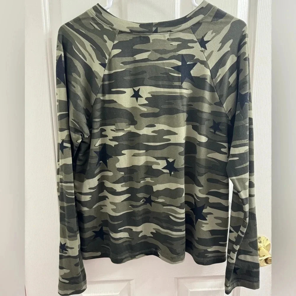 Lola and Grace long sleeve army print with stars top - Picture 4 of 5